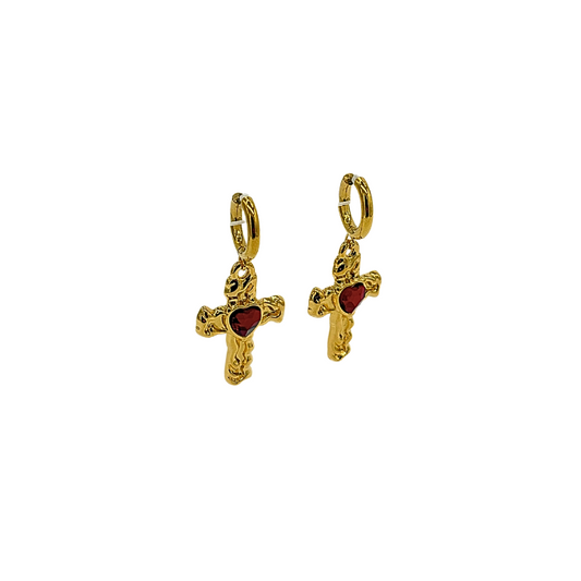 Heart of Glass Cross Earring