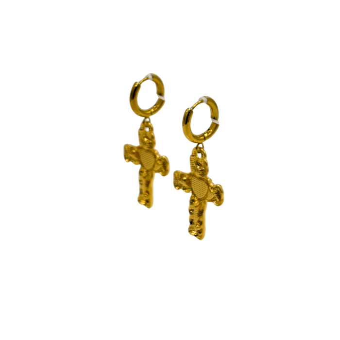 Heart of Glass Cross Earring
